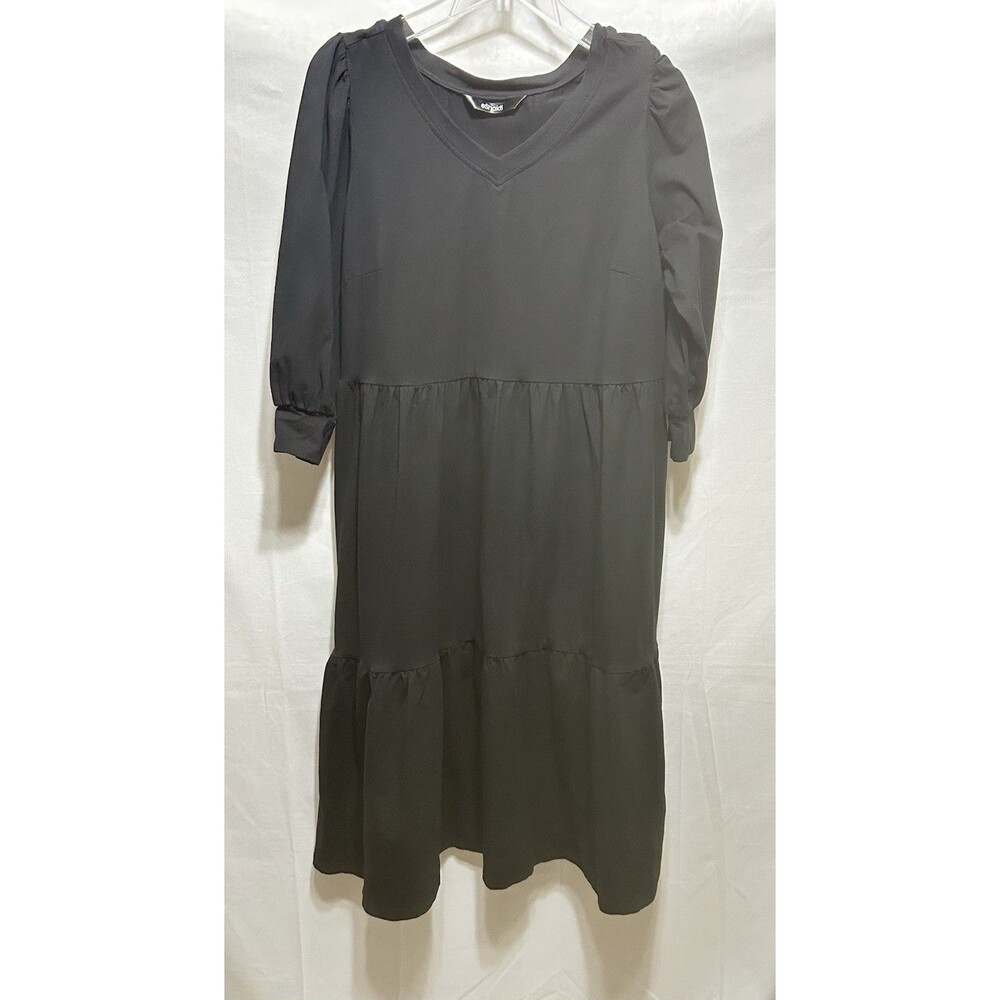 eShakti‎ Womens L Cotton jersey ruched tier dress Casualwear, Work Casual